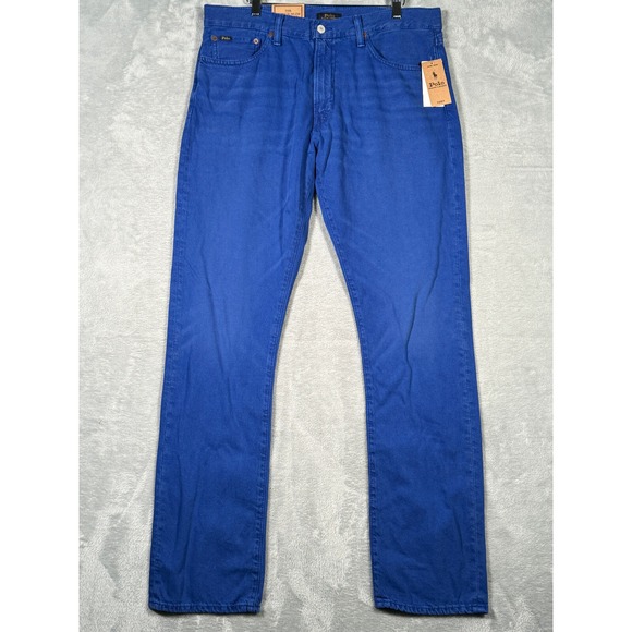 Ralph‎ Lauren Jeans Mens 34x34 Blue Varick Slim Straight Flag Hemp Denim - Picture 1 of 11